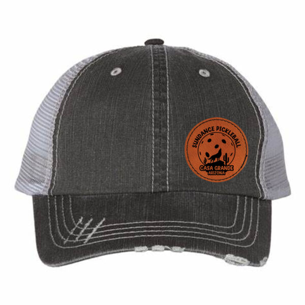 Sundance Pickleball Leather Patch - Mega Cap Herringbone Cotton Twill Mesh Cap Thumbnail